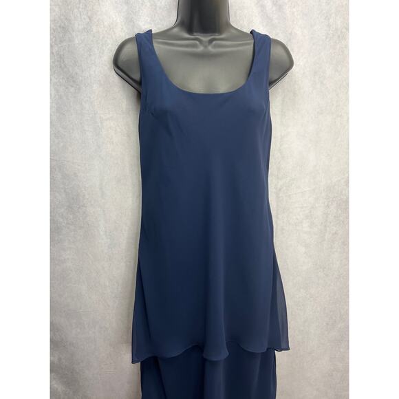 Frascara Elephant Trunk Tea Length Gown Wover Navy With Jacket Dress Size 12 NWT - Picture 7 of 11